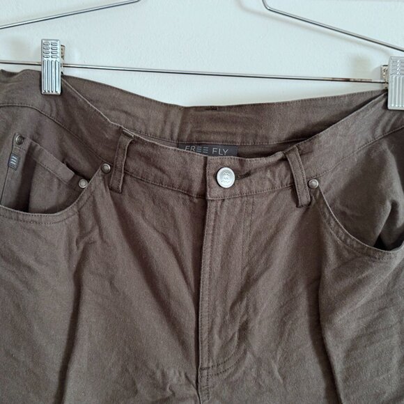 Free Fly Women's Olive Green Cotton Twill Pants - sz 32 x 32 - Picture 3 of 5